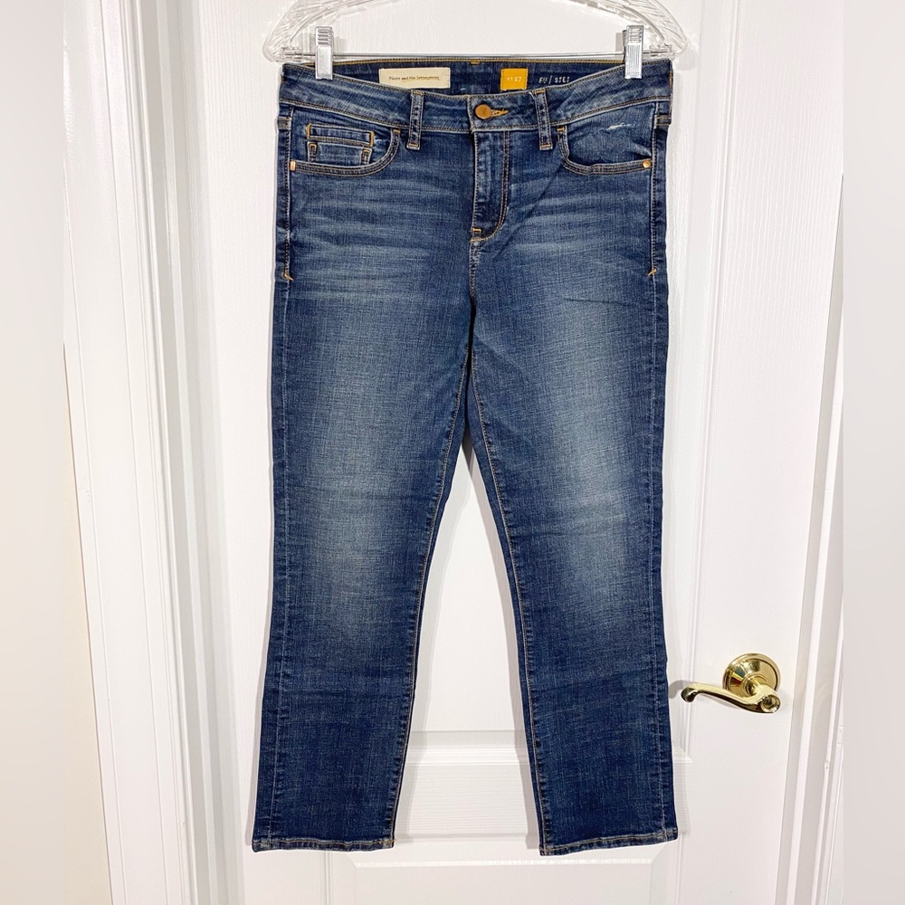 Anthro Pilcro and the Letterpress Straight Leg Mid Rise Cropped Jeans Size 27
